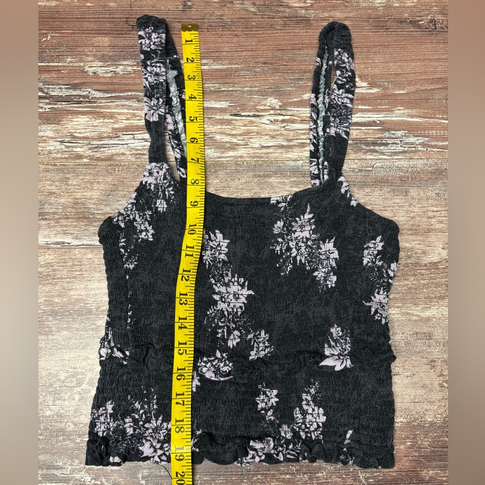 Free People Black Floral Smocked Tank Top - Picture 8 of 12